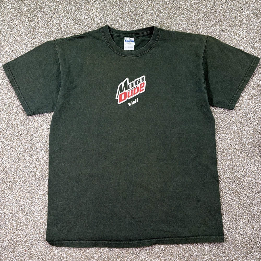 Vail Mountain Dude Parody Promo Tee Size Medium Green Excellent Y2k Style
